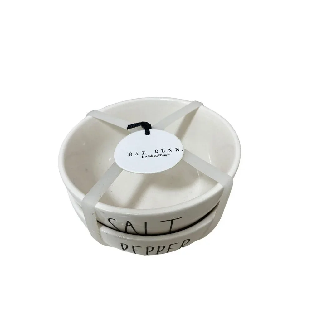 Rae Dunn Salt and Pepper Cellars‎ White Ceramic NEW! VHTF!